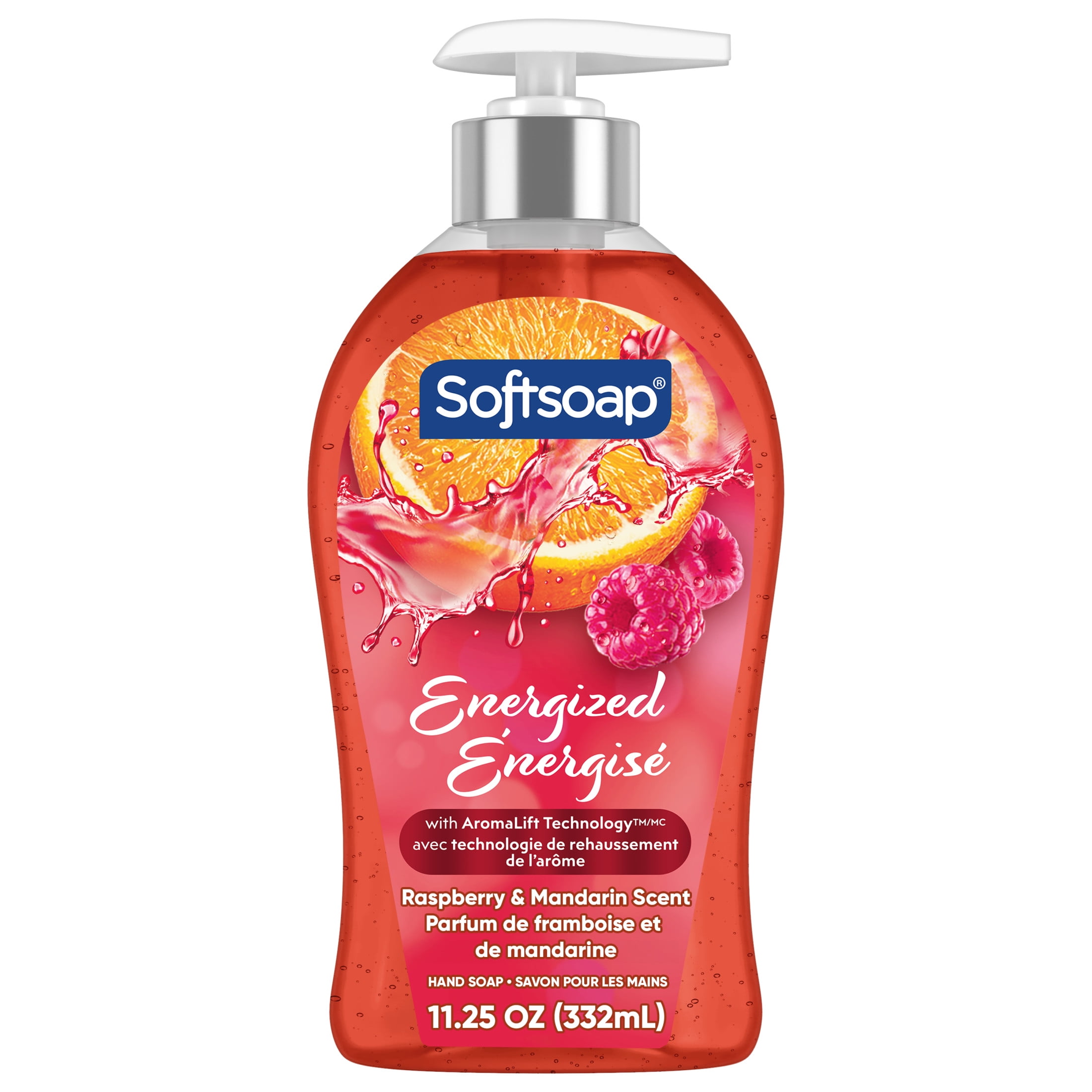 Softsoap Energized Liquid Hand Soap, Paraben Free, pH Balanced, Raspberry and Mandarin Scent, 11.25 fl oz Pump Bottle