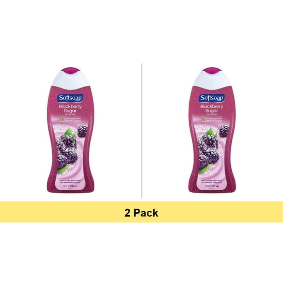 Softsoap Exfoliating Body Wash, All Skin Types, Blackberry Sugar, 20 fl oz Bottle - 2 Pack