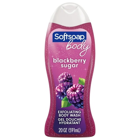 Softsoap Exfoliating Body Wash, All Skin Types, Blackberry Sugar, 20 fl oz Bottle