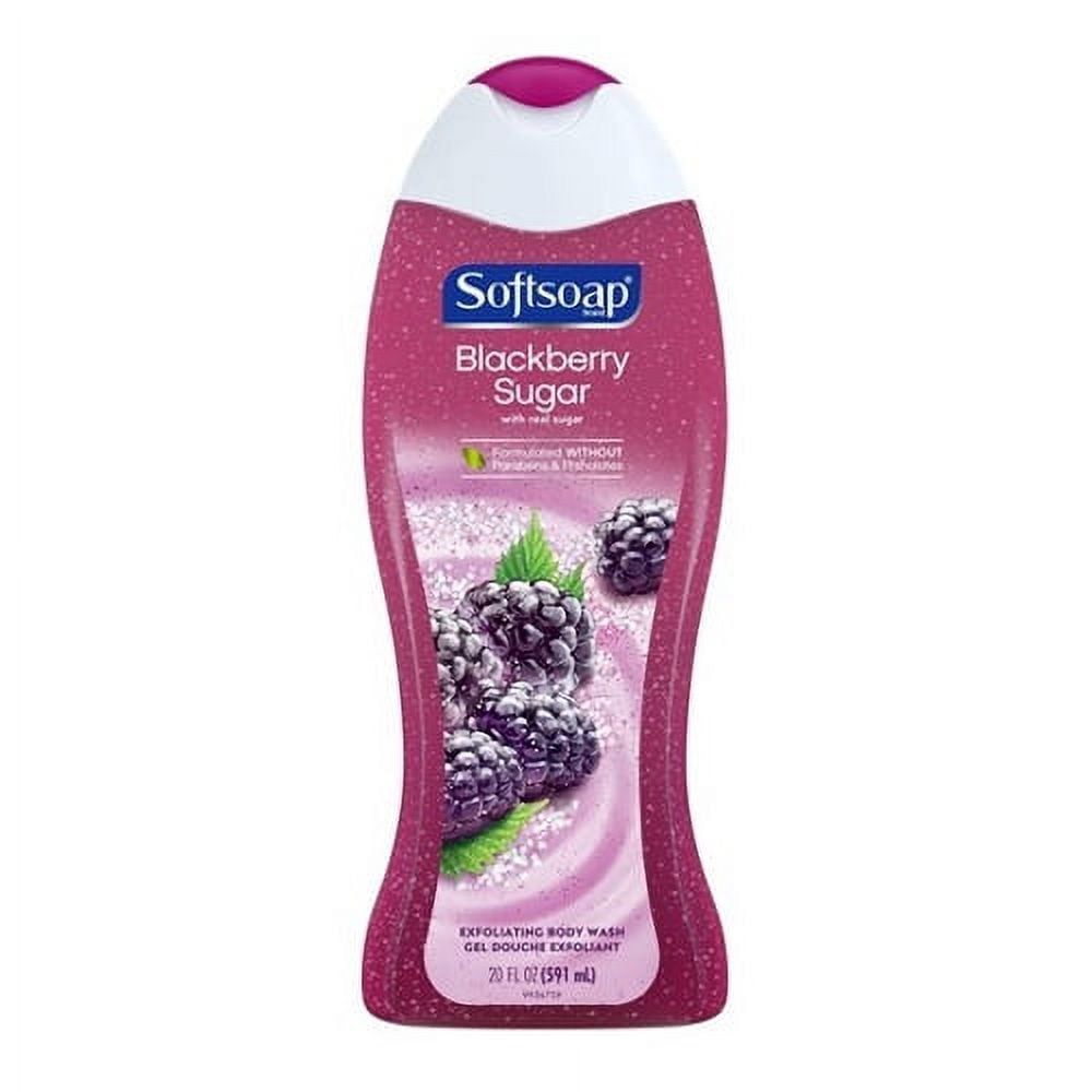 Softsoap Exfoliating Body Wash Blackberry Sugar Scrub, 20 Oz, 2 Pack