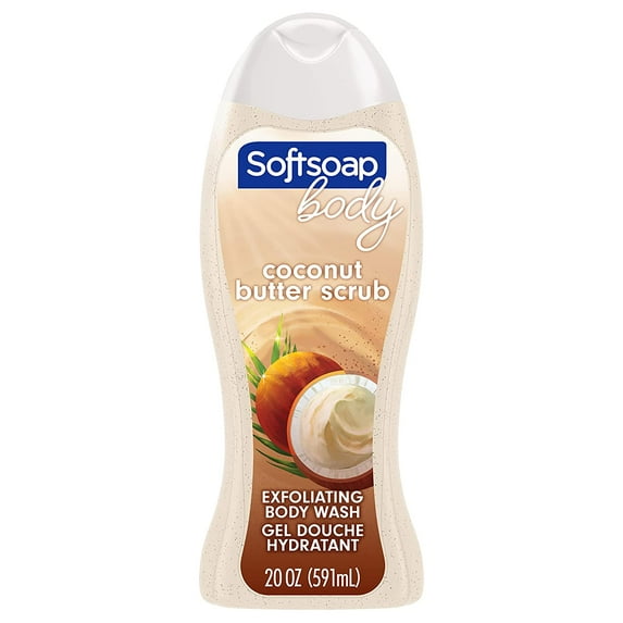 Softsoap Exfoliating Body Wash, Coconut Butter Scrub, 20 Oz, 3 Pack
