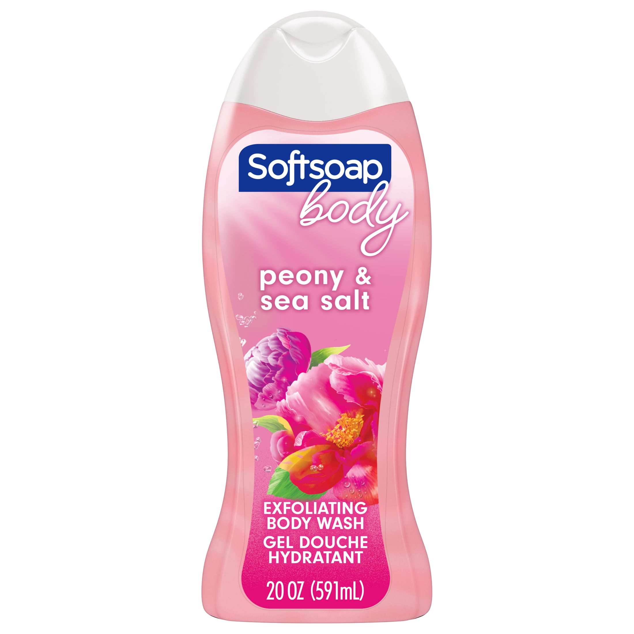Softsoap Exfoliating Body Wash, Pink Peony & Sea Salt - 20 Fluid Ounce