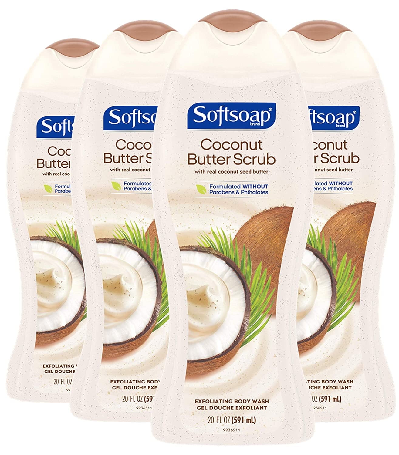 Softsoap Exfoliating Body Wash Scrub, Coconut Butter - 20 Fluid Ounce (4 Pack)