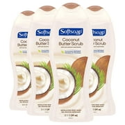Softsoap Exfoliating Body Wash Scrub, Coconut Butter - 20 Fluid Ounce 4 Pack