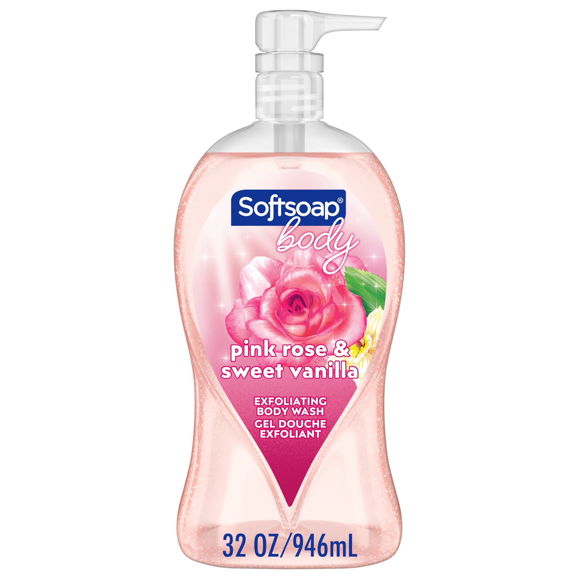 Softsoap Exfoliating Body Wash Scrub Pink Rose and Sweet Vanilla