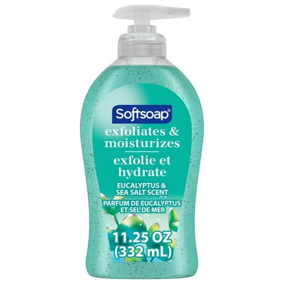 Softsoap Exfoliating Liquid Hand Soap, Eucalyptus and Sea Salt, 11.25 Fluid Ounce Bottle