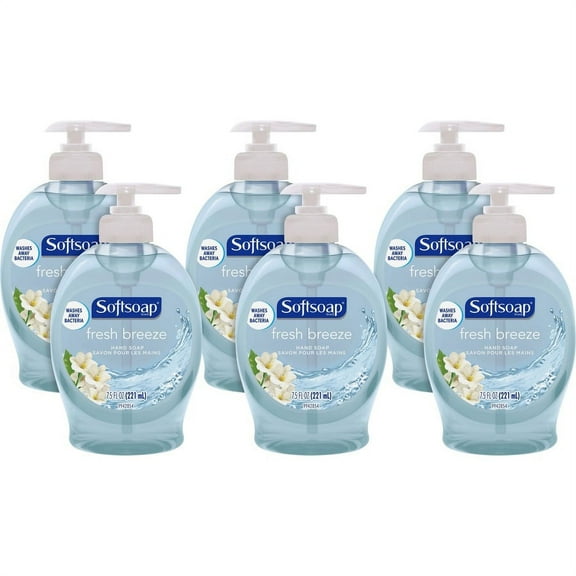Softsoap Fresh Breeze Hand Soap - Fresh Breeze Scent - 7.5 fl oz (221.8 mL) - Pump Bottle Dispenser - Dirt Remover, Bacteria Remover, Kill Germs - Han | Bundle of 2 Cartons