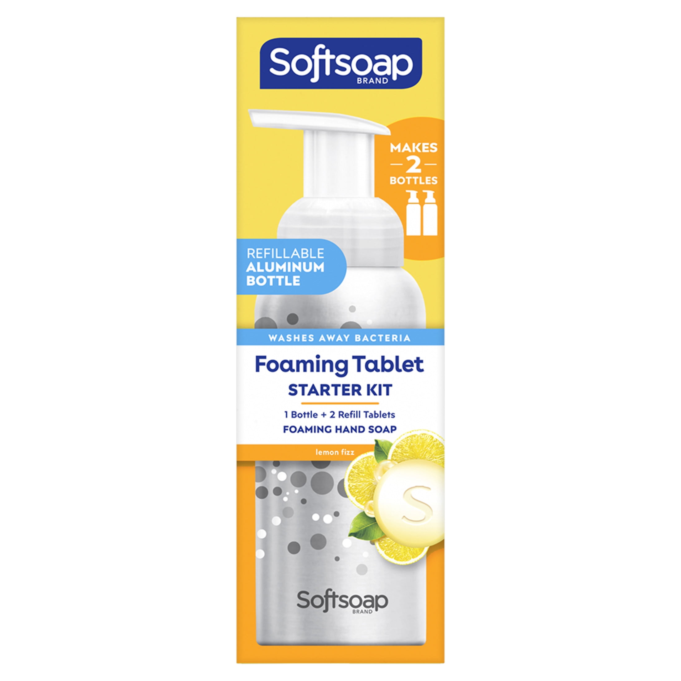 Softsoap Hand Soap Tablets Lemon Fizz, Starter Kit with Pump and 2 Tabs