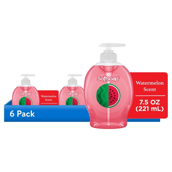 (6 pack) Softsoap Limited Edition Liquid Hand Soap, Watermelon Scent, 7.5 fl oz Pump Bottle