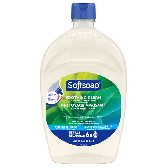 Softsoap Soothing Clean Liquid Hand Soap with New Easy Pour Spout, Aloe Vera Fresh Scent, 50 fl oz