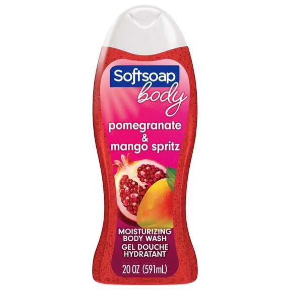 Softsoap Moisturizing Body Wash, All Skin Types, Juicy Pomegranate and Mango, 20 fl oz Bottle