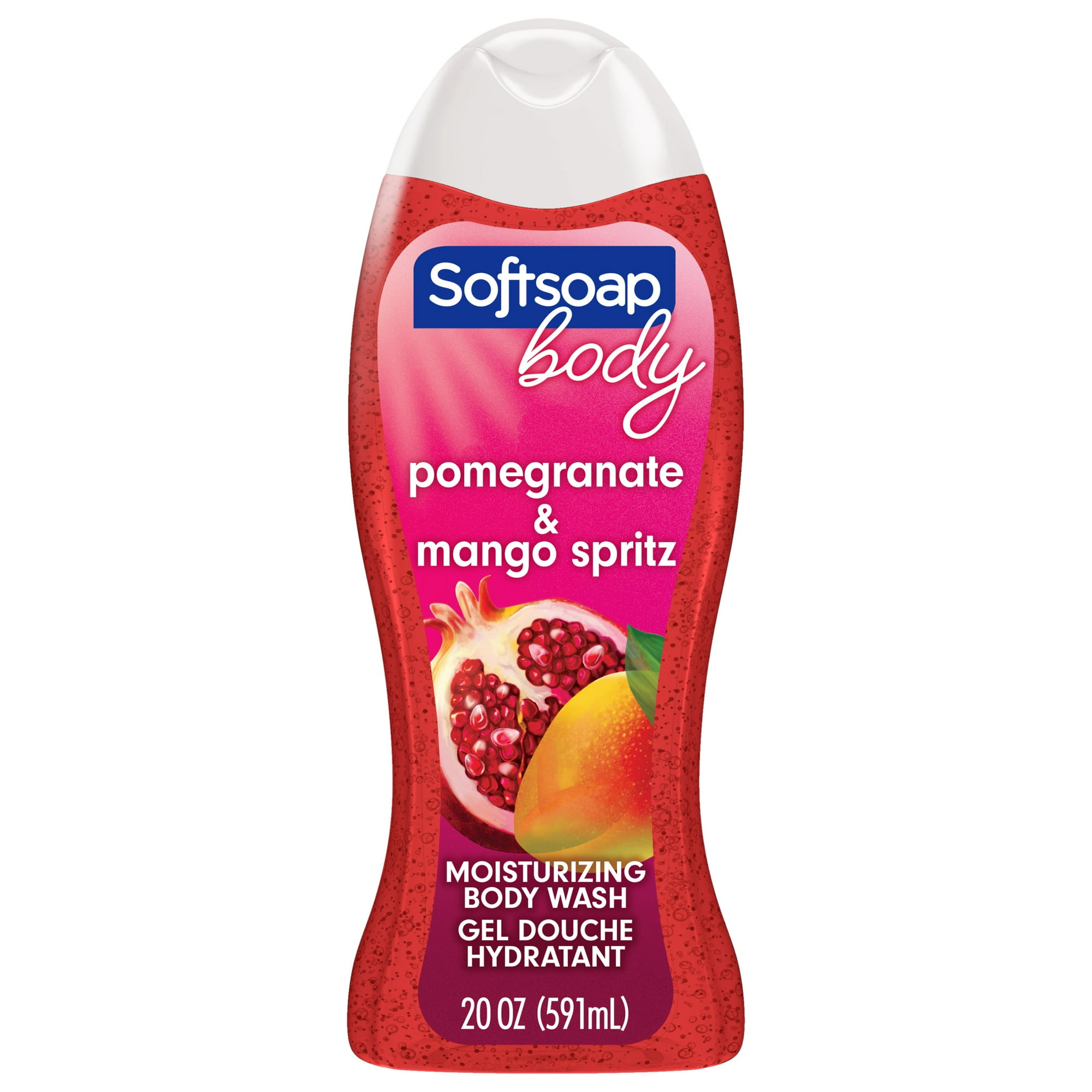 Softsoap Moisturizing Body Wash, All Skin Types, Juicy Pomegranate and Mango, 20 fl oz Bottle