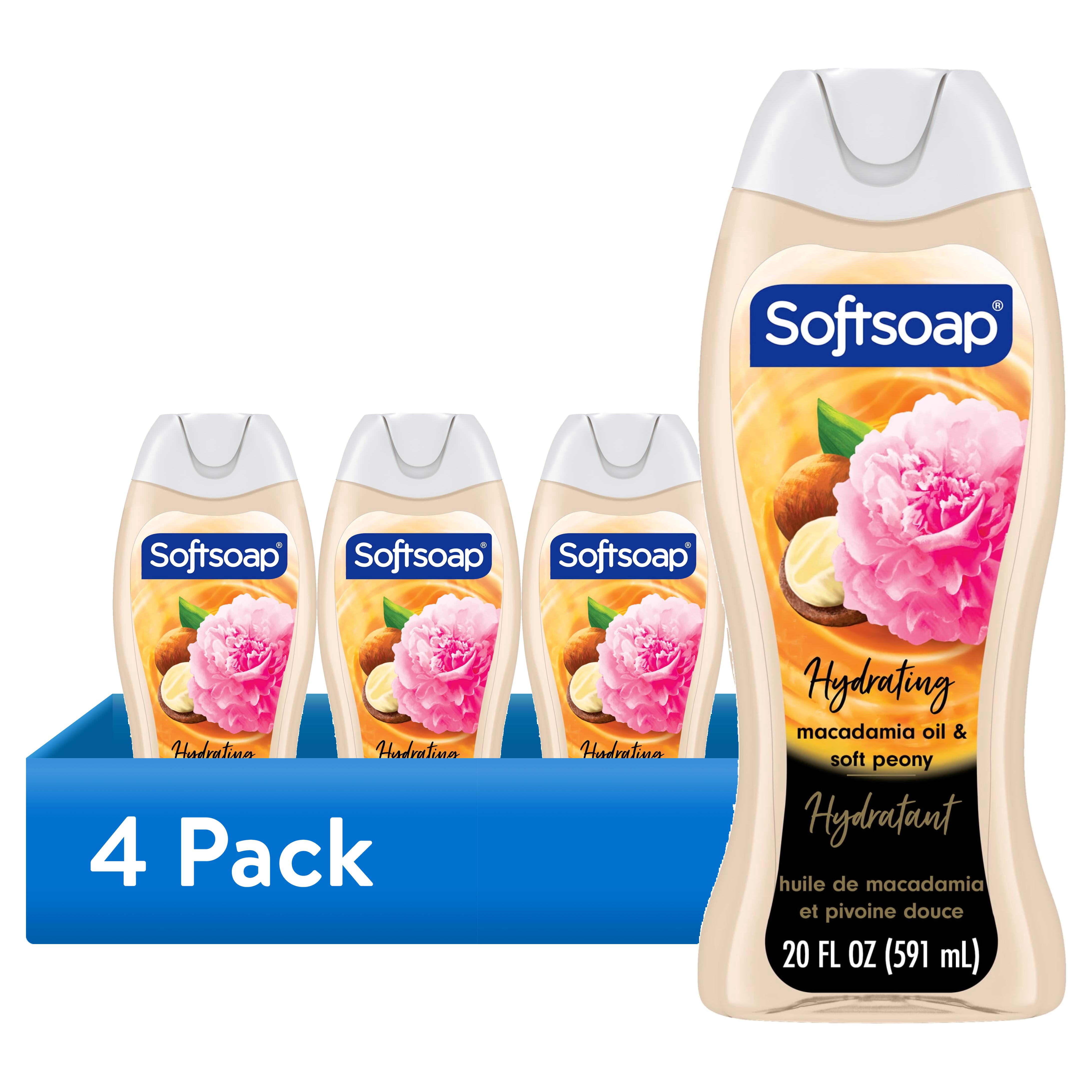 (4 pack) Softsoap Luminous Oils Moisturizing Body Wash, Macadamia Oil and Soft Peony Scent, 20 fl oz
