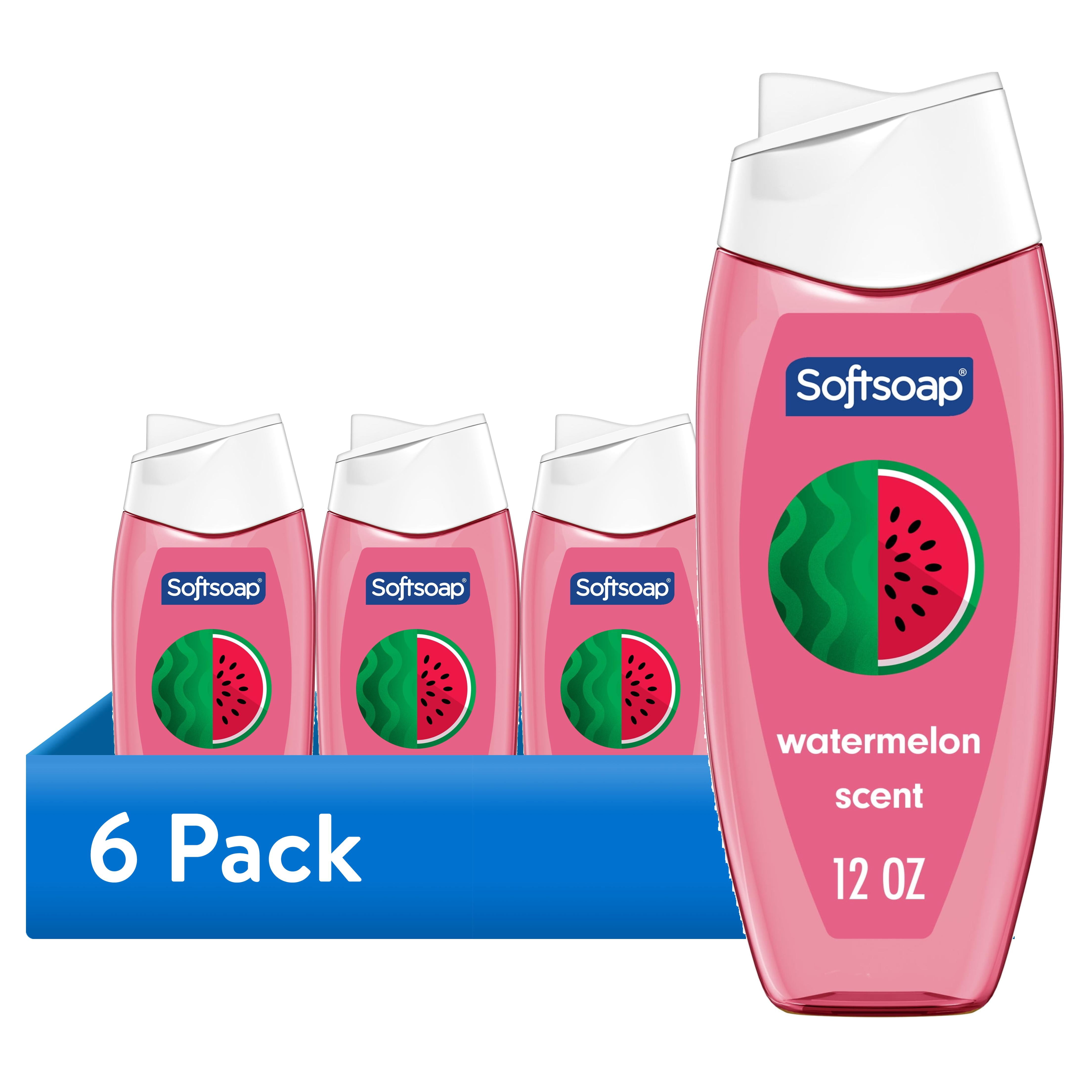 (6 pack) Softsoap Moisturizing Body Wash, pH Balanced, Paraben Free, Watermelon Scent, 12 fl oz