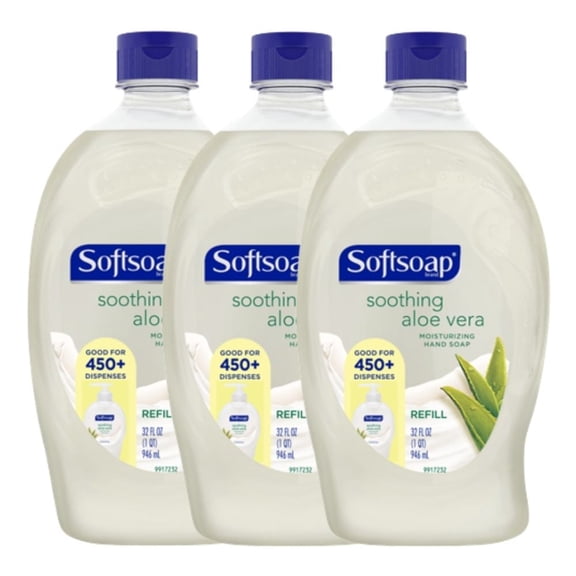 Softsoap Moisturizing Liquid Hand Soap Refill, Soothing Clean Aloe Vera - 32 fluid ounces (Pack of 3)