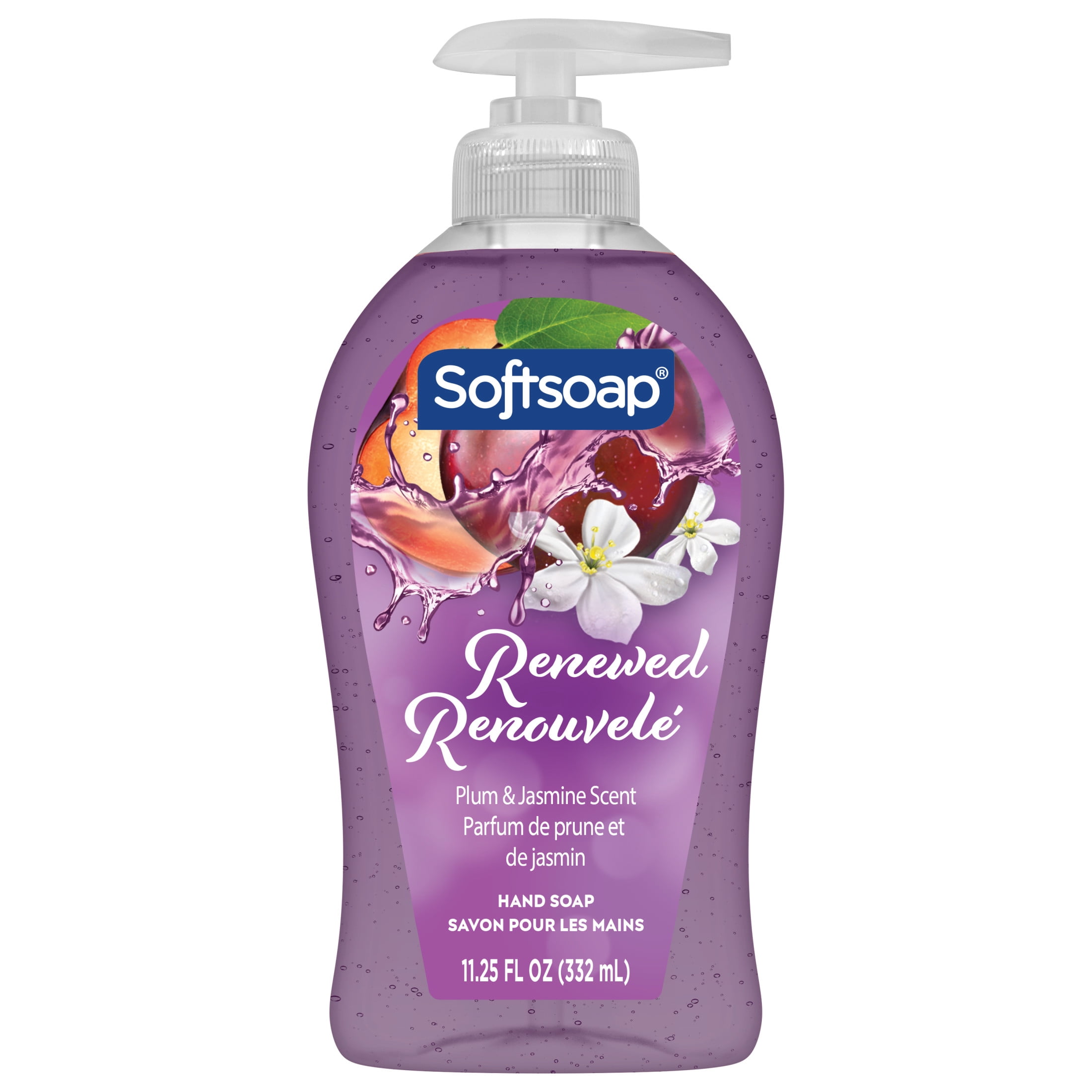 Softsoap Renewed Liquid Hand Soap, Paraben Free, pH Balanced, Plum and Jasmine Scent, 11.25 fl oz Pump Bottle