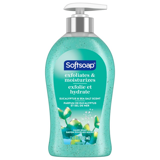 Softsoap Therapy Eucalyptus and Sea Salt Scent Exfoliating Liquid Hand Soap, 11.25 oz Bottle