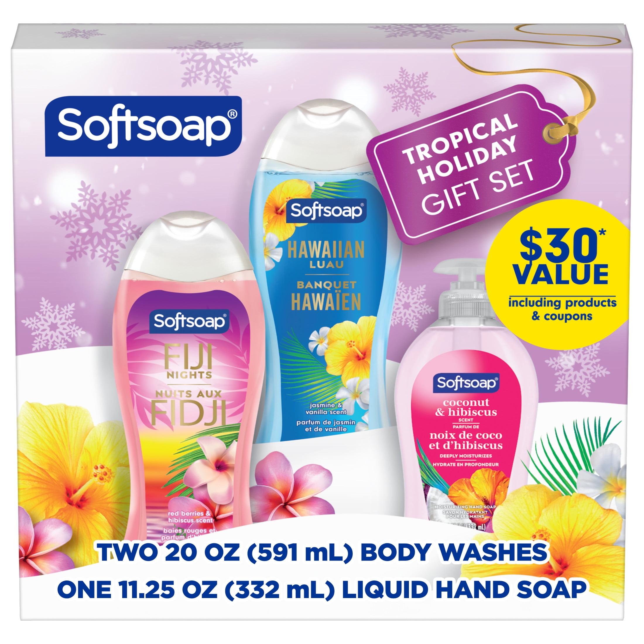 Softsoap Limited Edition Tropical Holiday Body Wash and Hand Soap Gift Set, 3-Piece