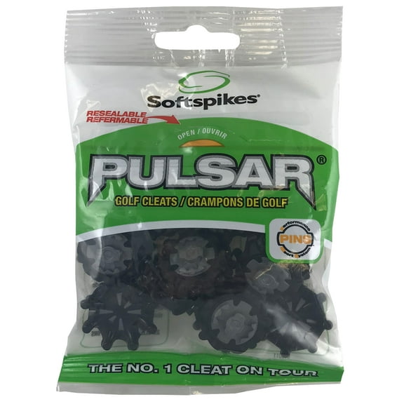 Softspikes Pulsar Golf Cleat PINS, 20 Count, Black and Silver