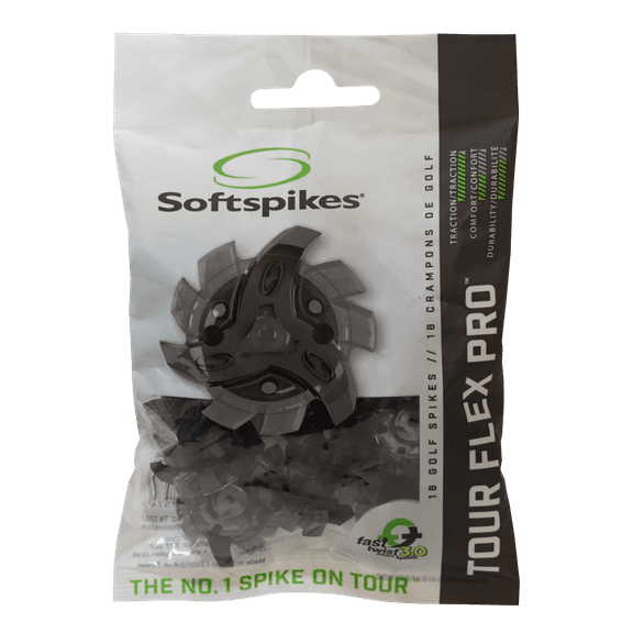 Softspikes Tour Flex Pro Fast Twist 3.0, Black/Charcoal Cleat, 18 count bag