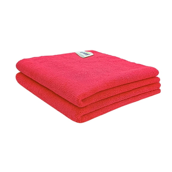 Softspun Microfiber Cloth 350 Gsm | Thick Lint & Streak-Free Multipurpose Cloths Microfibre Towels - 2 Pcs (Red)