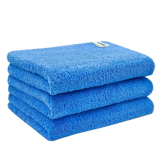Softspun Microfiber High Loop Cleaning Cloths Towel 400 Gsm | Highly Absorbent, Lint & Streak Free, Multi-Purpose Wash Cloth For Kitchen, Window, Silverware - Pack Of 3 (Sky Blue)