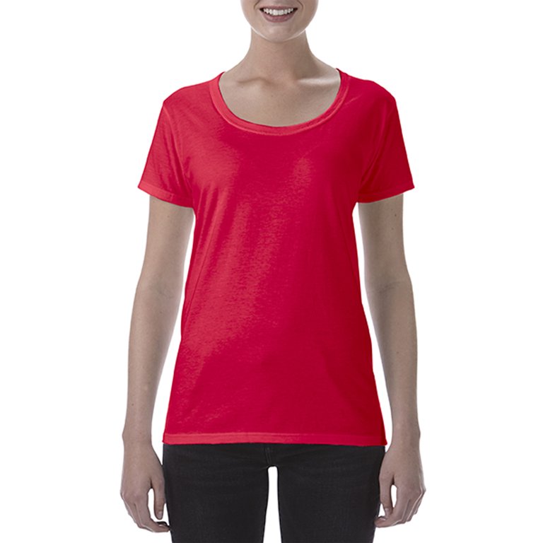 Softstyle Women s Deep Scoop Neck T Shirt M Red Walmart