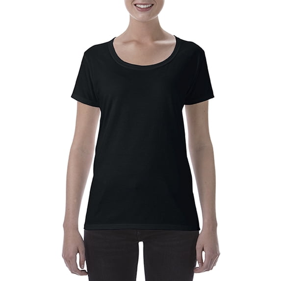 Softstyle Women’s Deep Scoop Neck T-Shirt, S, Black