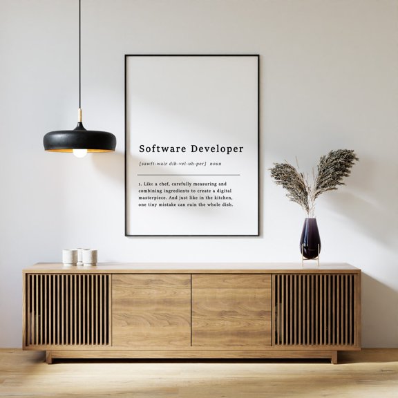 Software Developer Definition Coder Programming Office Typography Wall Art Poster Decor