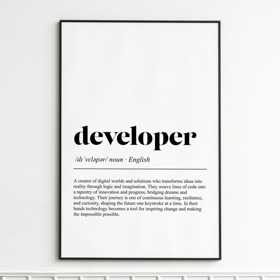 Software Developer Definition Print, Modern Office Decor, Unframed Paper Poster 8x10in