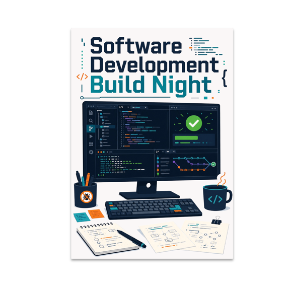 Software Development Build Night - Software Developer, 13 x 19 in Glossy Unframed Wall Poster, Vertical