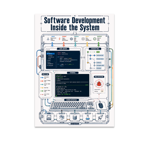 Software Development Inside the System - Software Developer, 13 x 19 in Glossy Unframed Wall Poster, Vertical