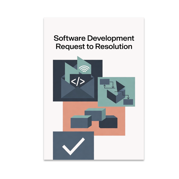 Software Development Request to Resolution Poster, Software Developers, Engineering Teams, and Coding Classrooms, 13x19 Glossy Paper