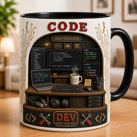 Software Engineer Mug 3D Effect Coding Coffee Cup for Developers