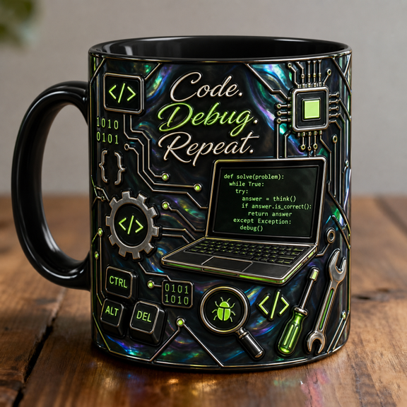 Software Engineer Mug 3D Effect Coding Coffee Cup for Programmers and Developers