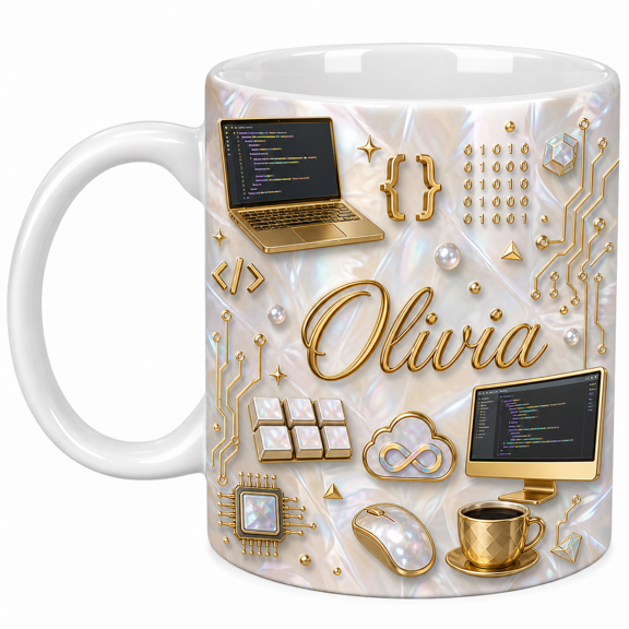 Software Engineer Mug Personalized 3D Effect Coder Gift for Programmer Olivia