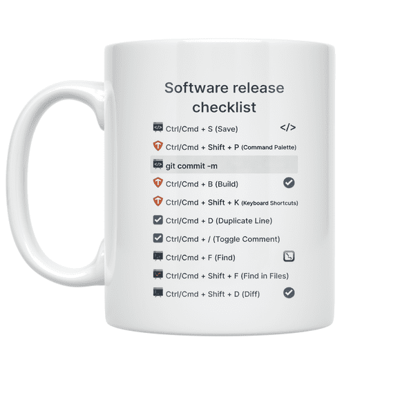 Software Release Checklist Infographic - Coding Enthusiast - 11 oz Ceramic Coffee Mug