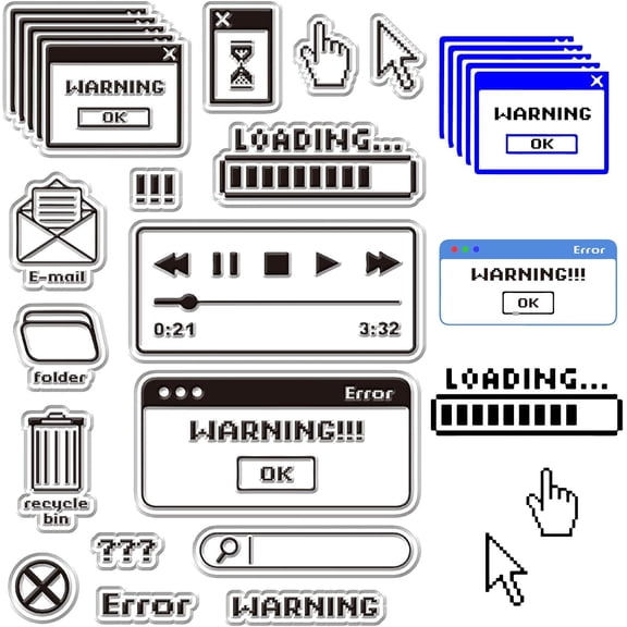 Software Window Transparent Clear Silicone Stamp Seal for DIY Scrapbooking Photo Album Decorative Clear Stamp 6.3x4.3inch Journaling Plastic Background Cards Photo Album Crafts Supplies diy