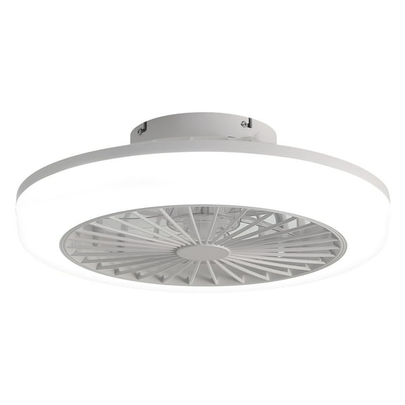 Sofucor 18 in Round Ceiling Fans with Lights, Dimmable Color Temperature and 6 Speeds, Remote & APP Control, Flush Mount Bladeless Reversible Motor, White