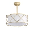 thumbnail image 1 of Sofucor 20" Gold Caged Ceiling Fan with Light, Fabric Shade, Quiet DC Motor, 6-Speed Remote Control, Reversible, Timer, 2 Downrods, E26 Base (6 Bulbs Included), 1 of 10