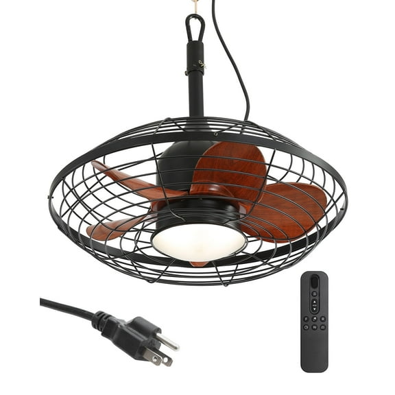 Sofucor 20-Inch Weatherproof Outdoor Ceiling Fan with Black Finish, LED Light, and Remote Control