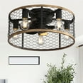 thumbnail image 1 of Sofucor 20" Matte Black Caged Ceiling Fan with 5-Piece Lighting Kit and Remote Control, 1 of 13