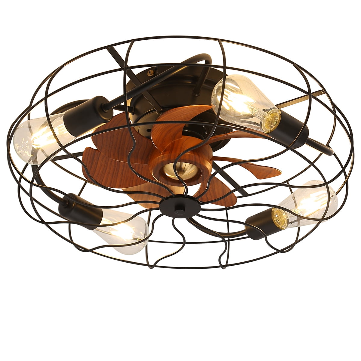 Sofucor 20" Matte Black Modern Bladeless Ceiling Fan with LED Light and Remote