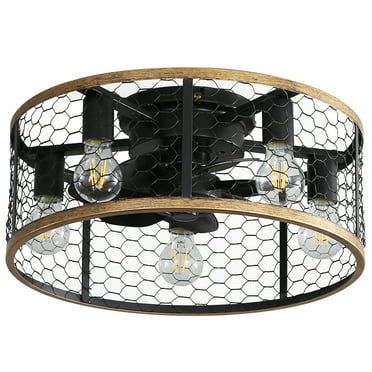 Sofucor 20" Matte Black Modern Style 5-Light LED Ceiling Fan with Remote Control