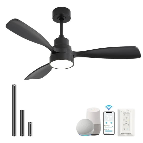 Sofucor 48 Inch Smart Ceiling Fan with LED Lights, Downrod Mount, 48 Inch Ceiling Fan, Remote/App Control, Alexa/Google Compatible