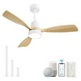 thumbnail image 1 of Sofucor 48 Inch Smart Ceiling Fan with Lights and Remote/APP Control, Compatible with Alexa/Google, 3 Blade Yellow White Solid Wood Low Profile Ceiling Fan for Indoor Outdoor Bedroom Farmhouse Patio, 1 of 8