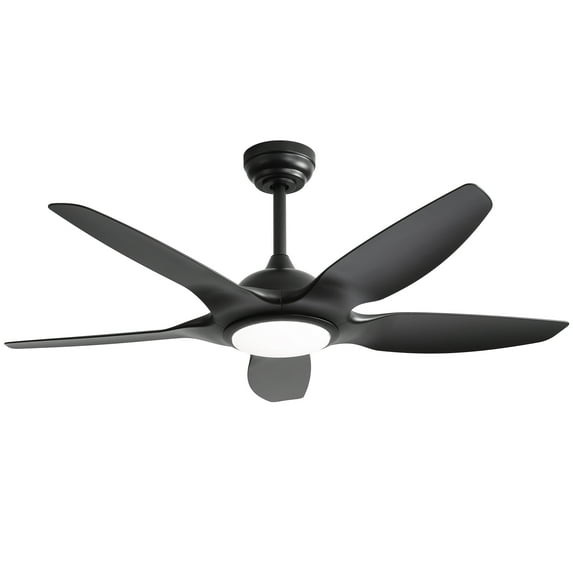 Sofucor 48" LED Black Art Deco Ceiling Fan with ABS Blades, 3 Color Lights, Reversible Airflow, DC Motor