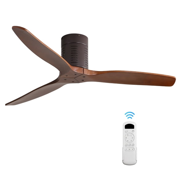 Sofucor 52" Bronze Flush Mount Ceiling Fans with Remote Control Reverse Airflow for Farmhouse,Living Room