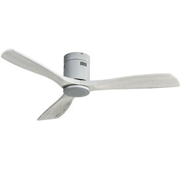 Sofucor 52 Inch Ceiling Fan Without Lights Flush Mount Ceiling Fan with Remote Control, Wood Blades , Silver