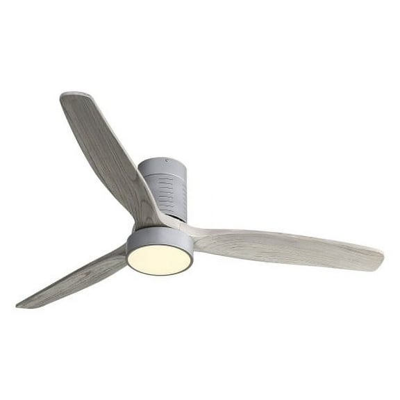 Sofucor 52" Flush Mount Ceiling Fan with Dimmable Light and Remote Control, 3 Blades W/ Reverse Airflow, Grey